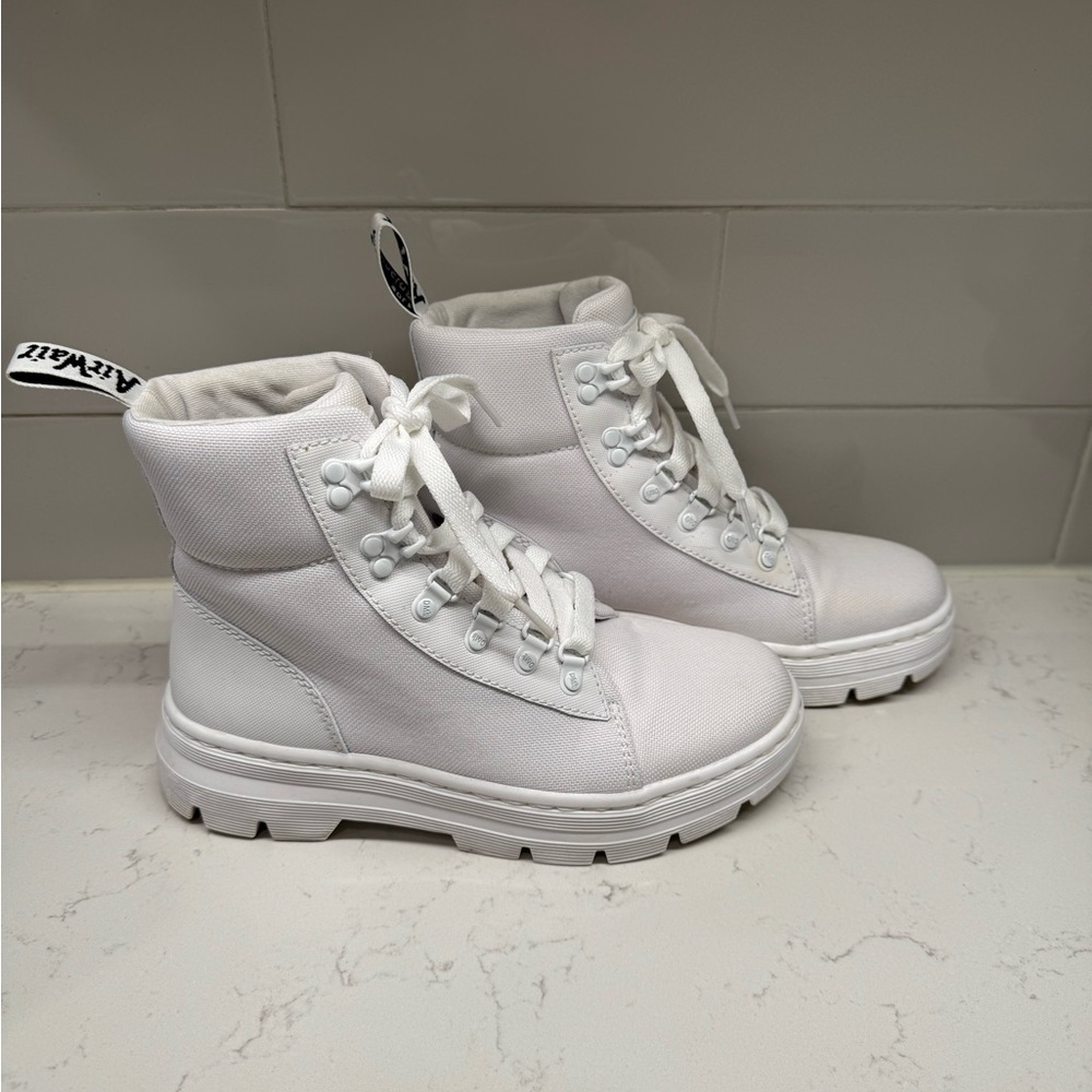 Dr. Martens White Combat Boots with Rugged Sole